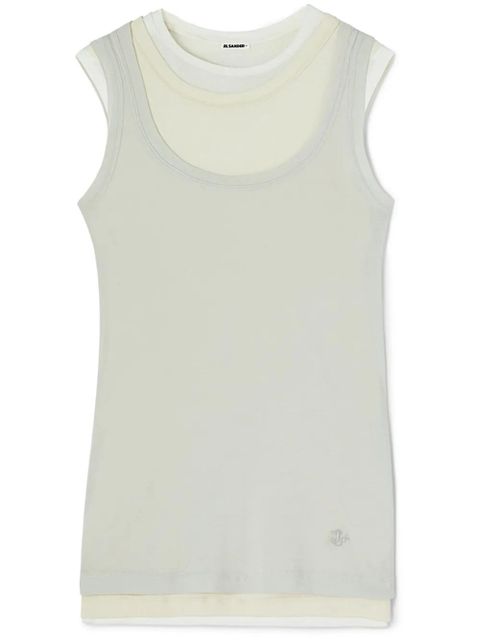 Jil Sander layered cotton tank top - Grey - zdjęcie produktu nr 1