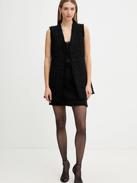 BOSS spódnica z domieszką wełny kolor czarny mini rozkloszowana 50548094