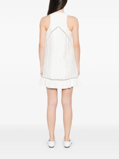 Maje embroidered ruffle-hem mini dress - White