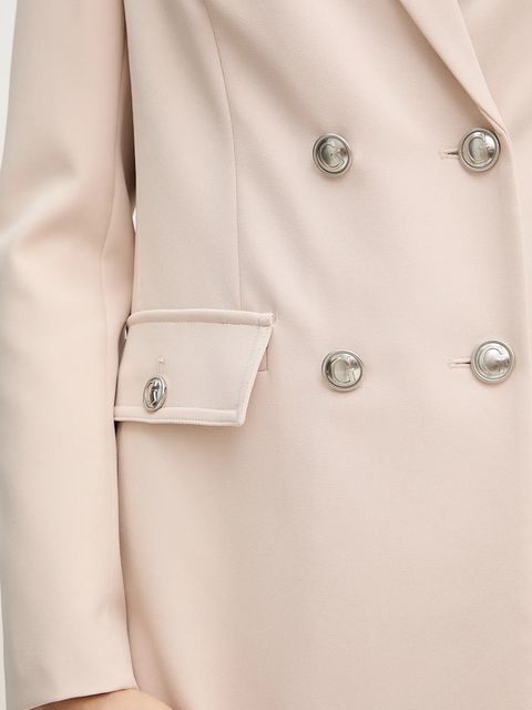 Guess marynarka FIONA kolor beżowy dwurzędowa gładka W5YN20 WH9Y2