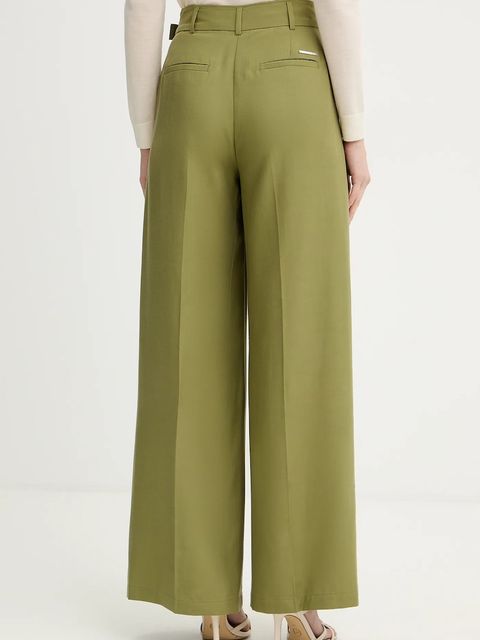 Karl Lagerfeld spodnie damskie kolor zielony szerokie high waist B1W10012