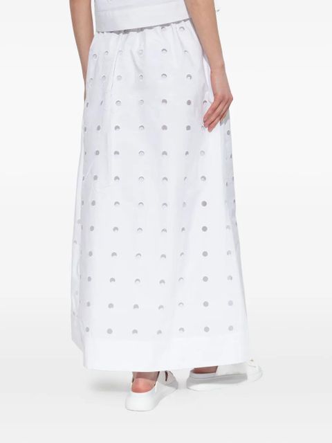 Posse open-cut dots midi A-line skirt - White