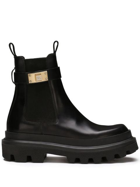 Dolce & Gabbana branded-strap leather Chelsea boots - Black - zdjęcie produktu nr 1