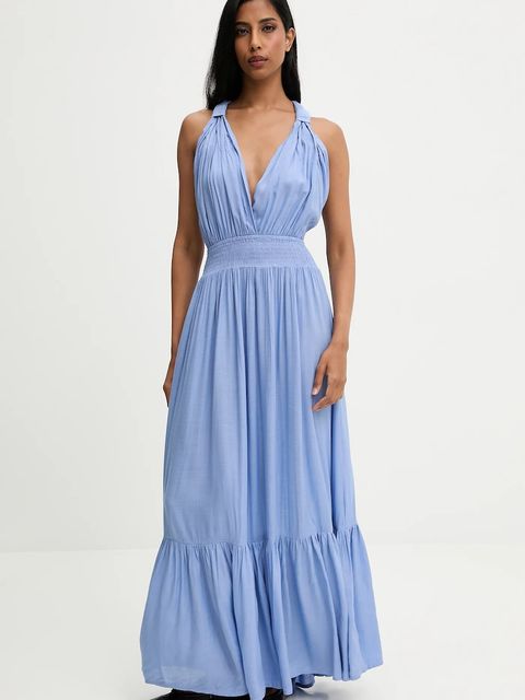 Answear.LAB sukienka kolor niebieski maxi rozkloszowana