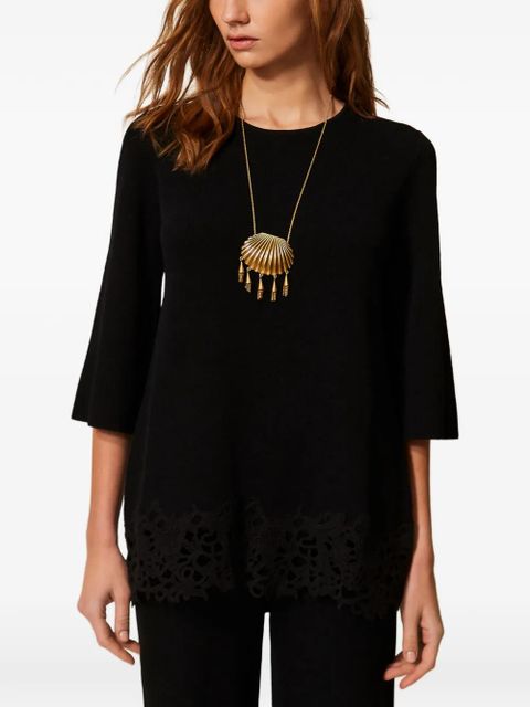 TWINSET lace-hem quarter-sleeve tunic - Black - zdjęcie produktu nr 2