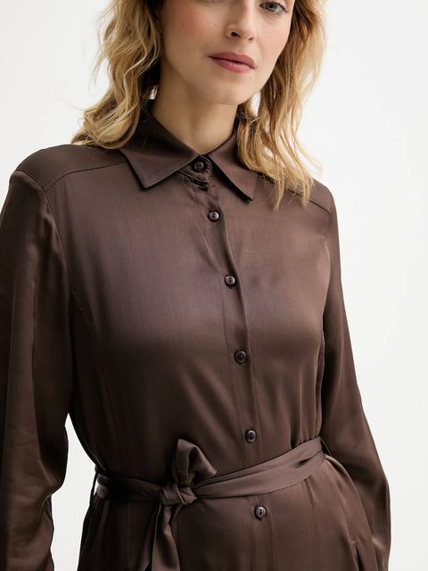 Answear.LAB sukienka kolor brązowy maxi rozkloszowana