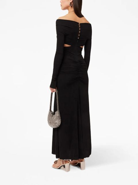 Rabanne chain-detail draped long dress - Black