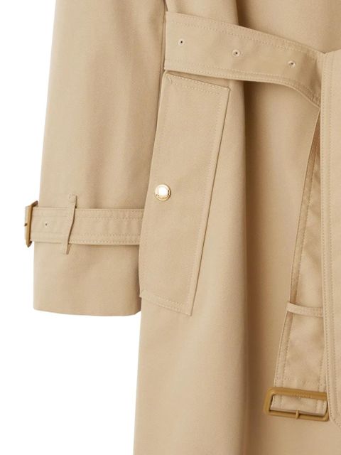 Burberry plaid-collar gabardine trench coat - Neutrals
