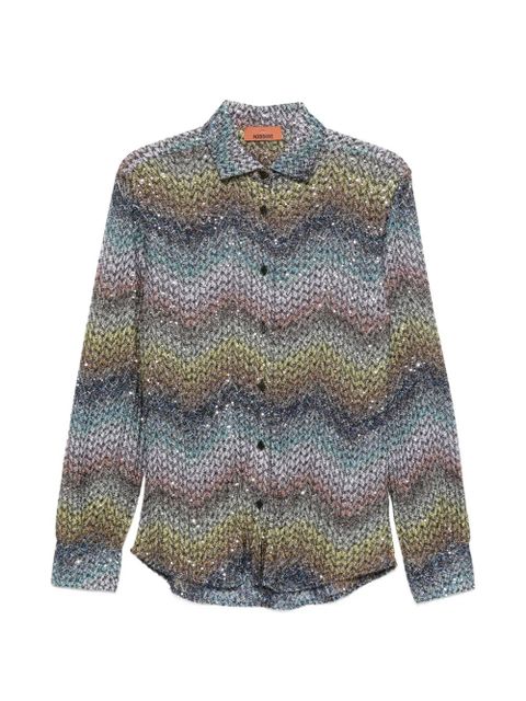 Missoni zigzag-knit sequin-embellished shirt - Blue - zdjęcie produktu nr 1