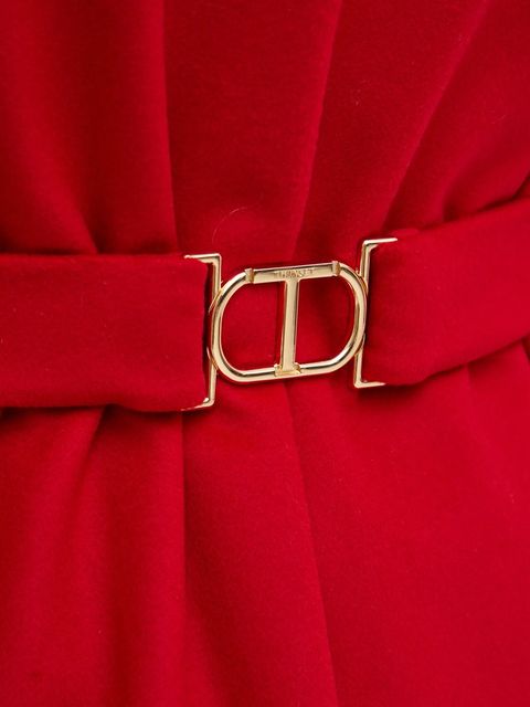 Twinset płaszcz wełniany kolor czerwony przejściowy 242TT2202