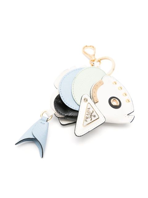 Prada leather key ring - White