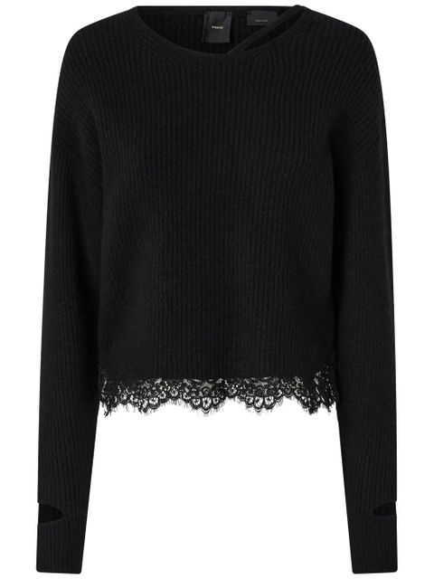 PINKO lace-trim sweater - Black - zdjęcie produktu nr 1