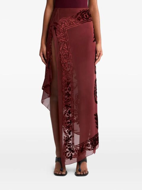 ETRO semi-sheer midi skirt - Red