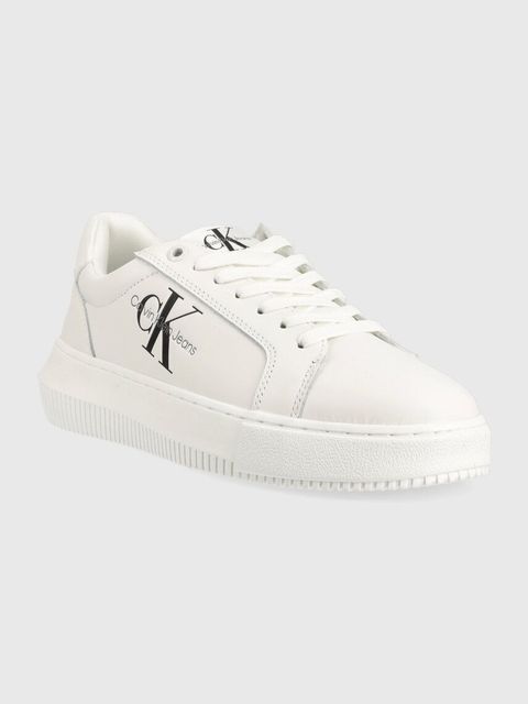 Calvin Klein Jeans sneakersy skórzane YW0YW00823 CHUNKY CUPSOLE MONOLOGO W kolor biały YW0YW00823