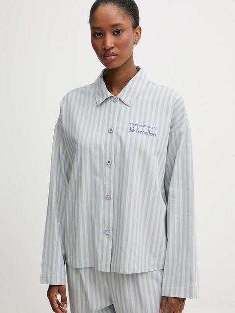 United Colors of Benetton piżama bawełniana x Stranger Things damska kolor zielony bawełniana 4QFZ3P04B