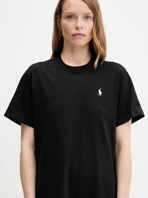 Polo Ralph Lauren sukienka bawełniana kolor czarny midi prosta 211971066