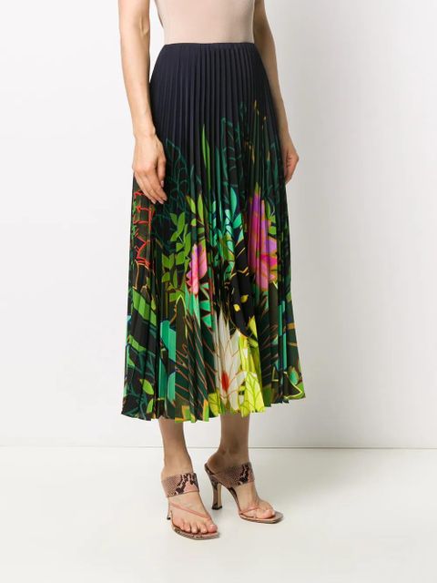 Valentino Garavani pleated floral-print skirt - Blue - zdjęcie produktu nr 2