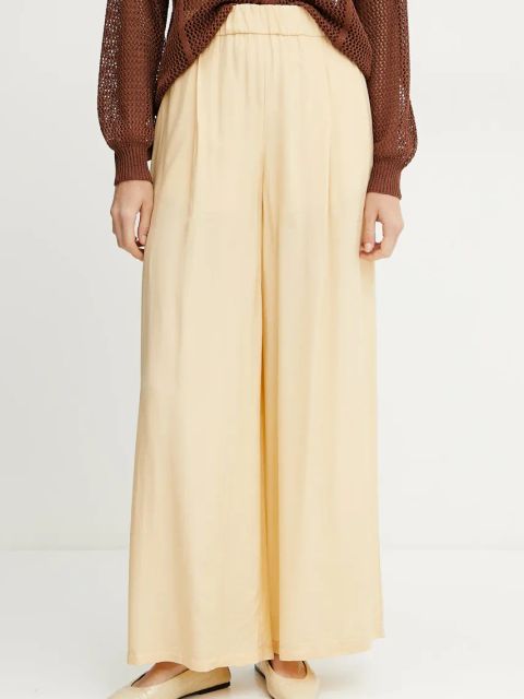 Patrizia Pepe spodnie damskie kolor beżowy szerokie high waist 2P1673 A057