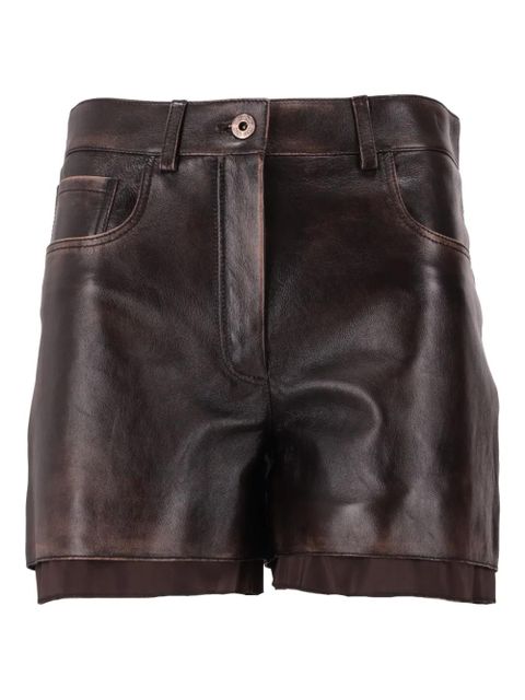 Miu Miu pocket leather shorts - Brown - zdjęcie produktu nr 1