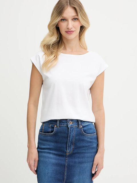 Pepe Jeans t-shirt bawełniany damski kolor biały odkryte plecy PL506117 - zdjęcie produktu nr 1