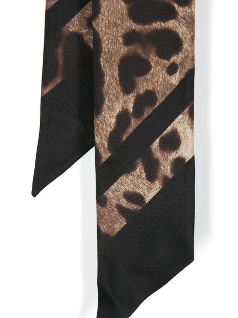 Dolce & Gabbana leopard-print silk scarf - Black - zdjęcie produktu nr 2