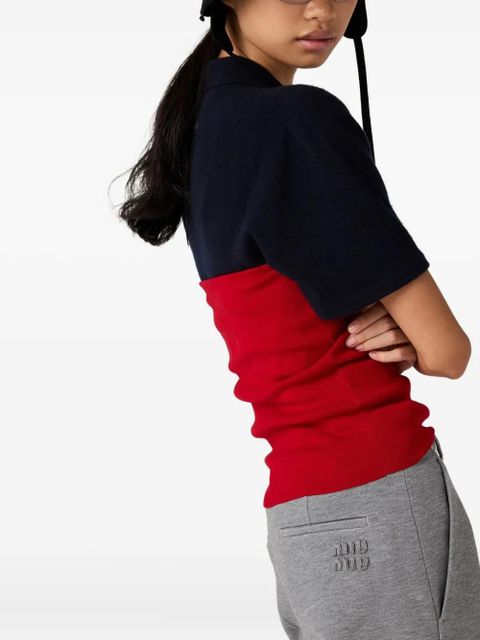 Miu Miu logo-intarsia top - Red - zdjęcie produktu nr 2