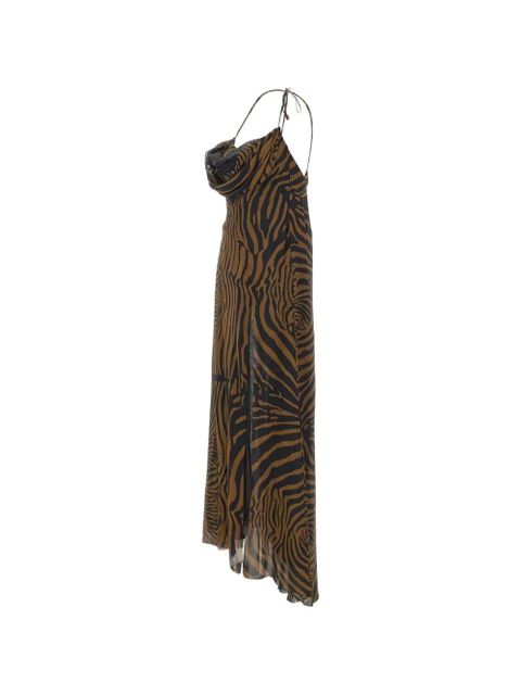 Blumarine zebra-print draped maxi dress - Brown