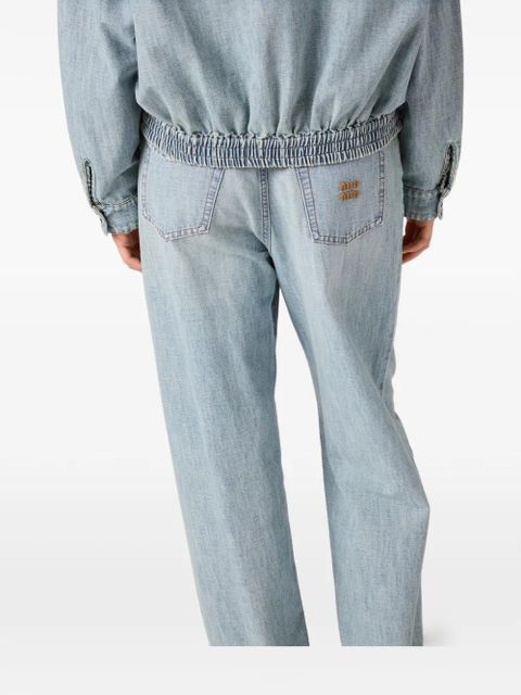 Miu Miu logo-lettering jeans - Blue