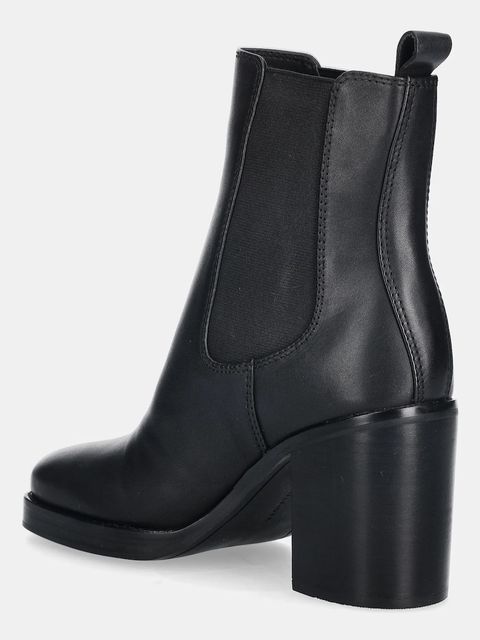 Tommy Hilfiger botki skórzane SQUARE TOE CHELSEA HIGH BLOCK HL damskie kolor czarny na słupku FW0FW08844 - zdjęcie produktu nr 2