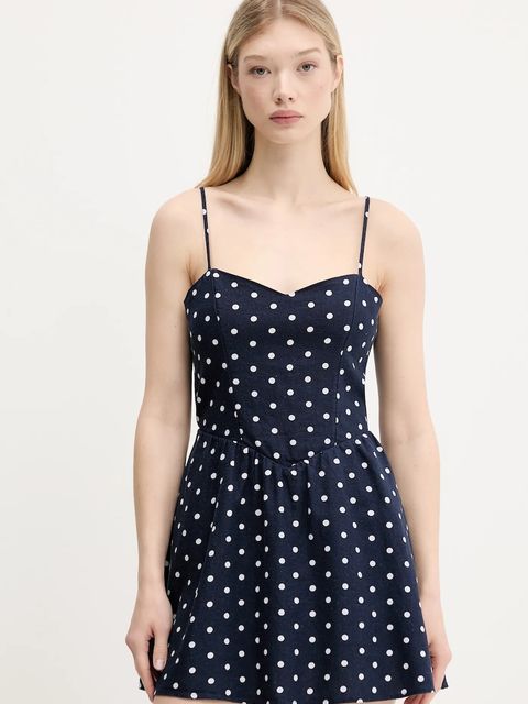 Hollister Co. sukienka lniana kolor granatowy mini rozkloszowana KI359-5224 - zdjęcie produktu nr 1