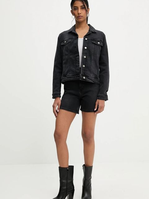 Answear.LAB szorty jeansowe damskie kolor czarny gładkie high waist