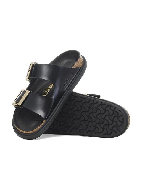 Birkenstock klapki skórzane Arizona Droplet Buckle damskie kolor czarny 1029353
