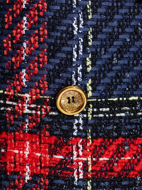 Balmain plaid-check tweed blazer - Blue