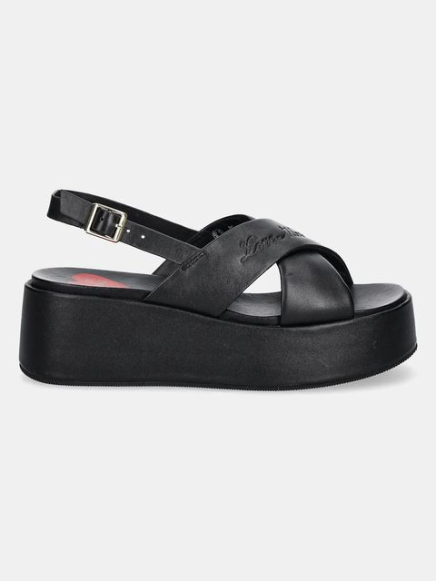 Love Moschino sandały skórzane damskie kolor czarny na platformie JA16187I0MIA0000 - zdjęcie produktu nr 2