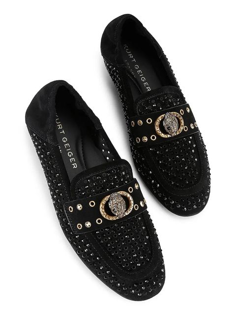 Kurt Geiger London mokasyny zamszowe Chelsea Crystal Loafer damskie kolor czarny na płaskim obcasie 4726709209 - zdjęcie produktu nr 2