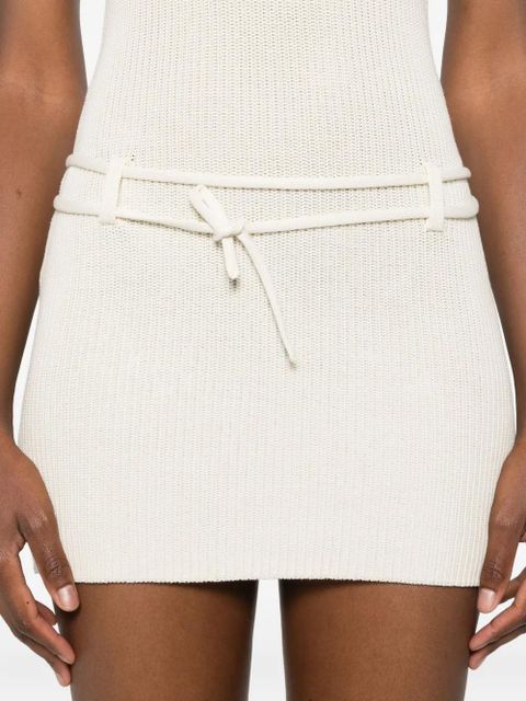 Aya Muse Zeal belted ribbed mini dress - Neutrals