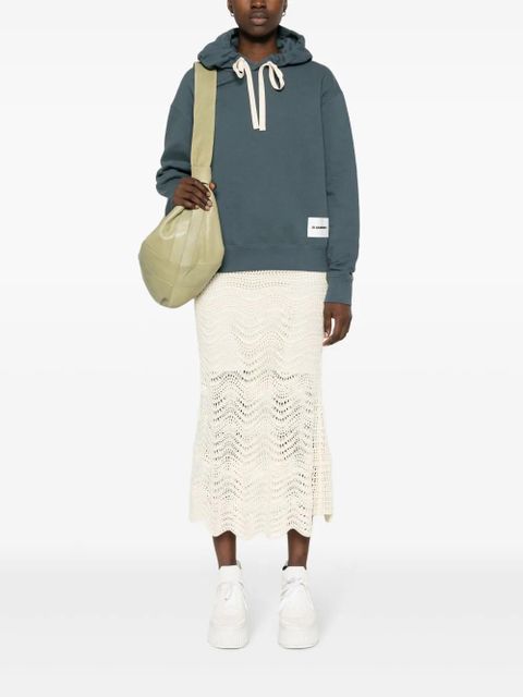 Jil Sander appliqué-logo cotton hoodie - Blue