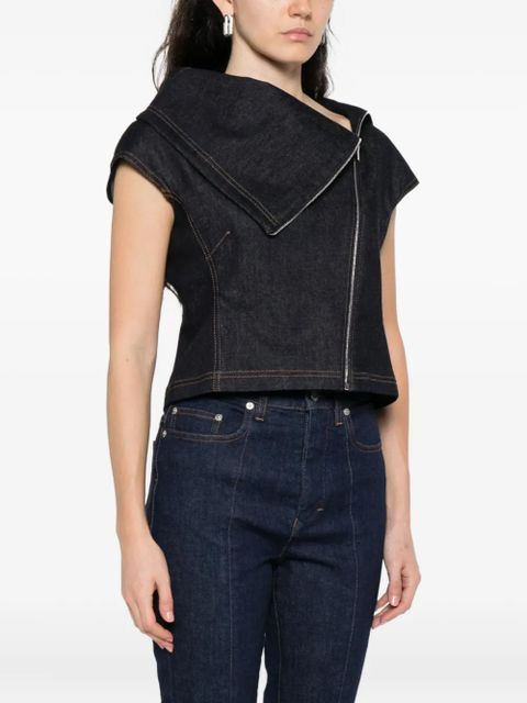 Jacquemus zip-front asymmetrical top - Blue
