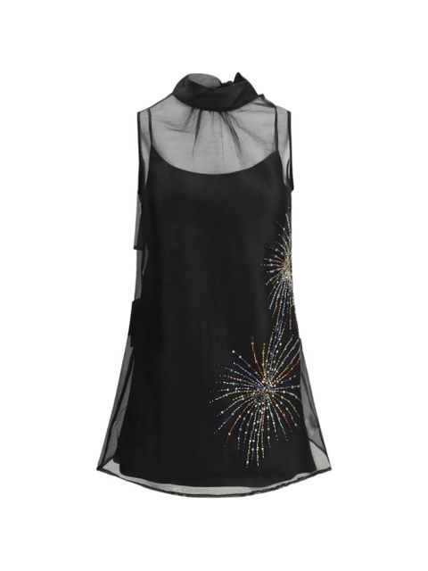 STAUD Albee beaded-detail high-neck mini dress - Black - zdjęcie produktu nr 1