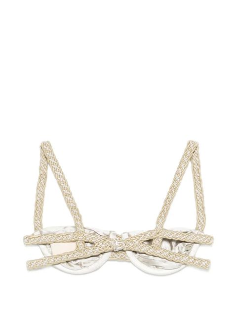 Isa Boulder weave strap bikini top - Neutrals
