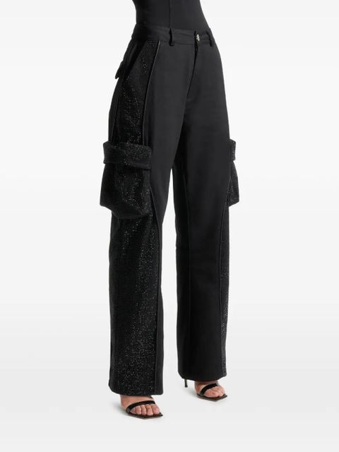 Manière De Voir rhinestone cargo trousers - Black