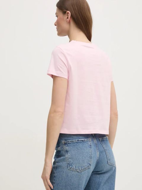 Sisley t-shirt bawełniany damski kolor różowy