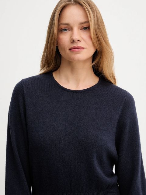 OUI sukienka z wełną kolor granatowy maxi dopasowana 94484