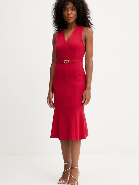 Twinset sukienka kolor czerwony midi prosta 252TP2606