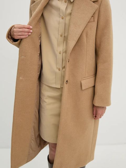 2NDDAY płaszcz z domieszką wełny Miguel kolor beżowy przejściowy 2245110123