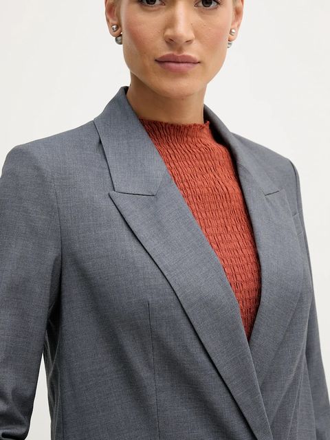 Sisley marynarka kolor szary dwurzędowa gładka 2K2KLW03C