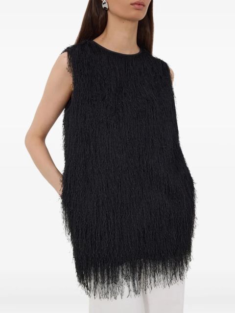 LouLou de Saison Yasmin fringed sleeveless vest - Black