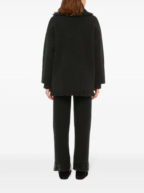 Alanui fringed-edge cashmere-blend cardigan - Black