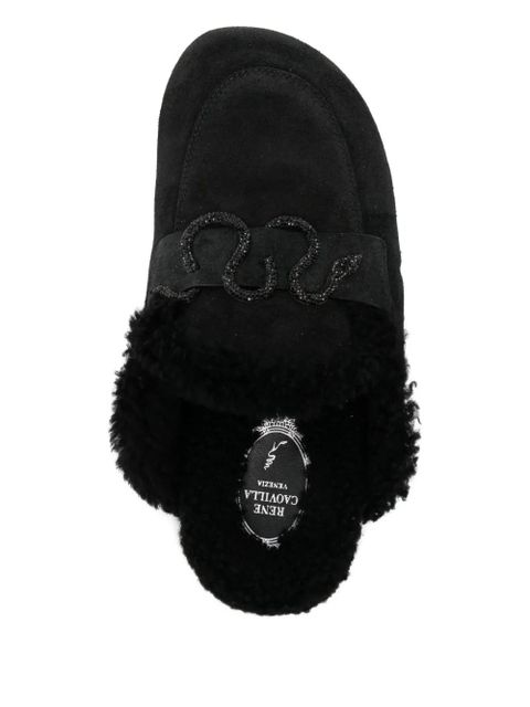 René Caovilla crystal-embellished mules - Black