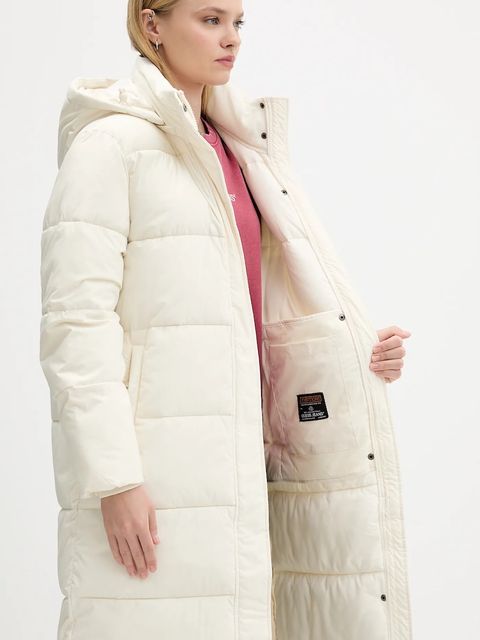 Guess Jeans kurtka damska kolor beżowy zimowa oversize W4BL26 WGII2